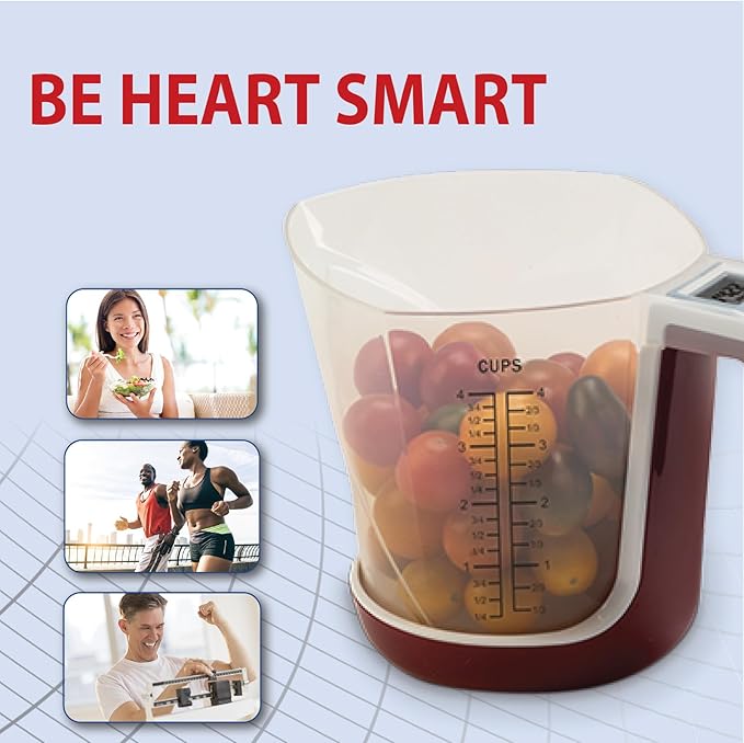 SmartHeart Digital Kitchen Measuring Cup Scale | Accurate Measurements with Cup Or Scale Platform | Unit Conversion Grams, Lbs/Oz, Fluid Oz, Cups