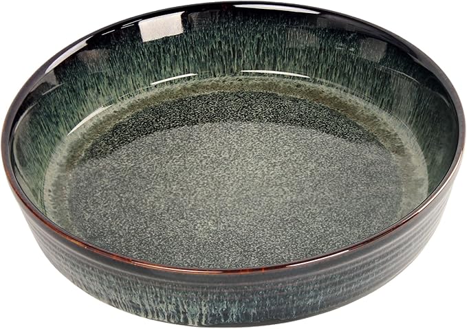 LIUYWYHCF Ceramic Pie Pan Quiche Baking Dish, 10 Inch Round Au Gratin Baking Dishes, 1.9 Qt Non-Stick Tart Pan, Pie Plate for Apple, Oven, Dishwasher and Microwave Safe