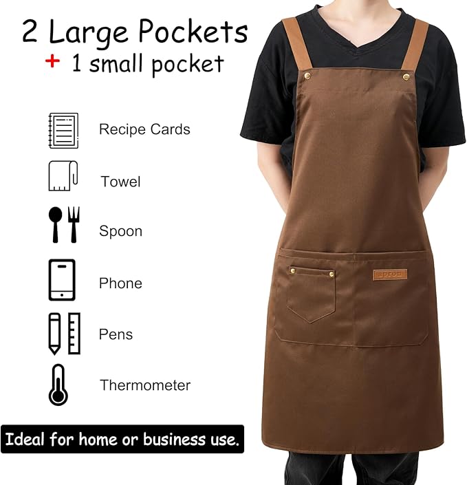 DILLMAN Art Aprons for Men Women Painting Pottery Baking, H Back Straps Waterdrop Kitchen Chef Cooking Apron with Pockets