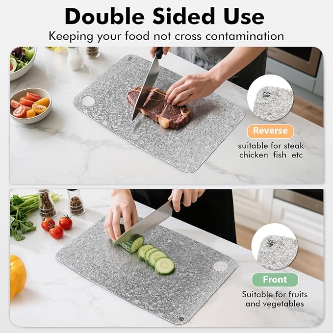 Titanium Cutting Board, 100% Pure Titanium Chopping Board for Kitchens, Antibacterial Double-Sided Cutting Boards for Kitchen and Outdoor Cooking (16"x11")