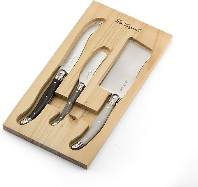 Lou Laguiole Tradition 3 Piece Cheese Knife Set in Wooden Box