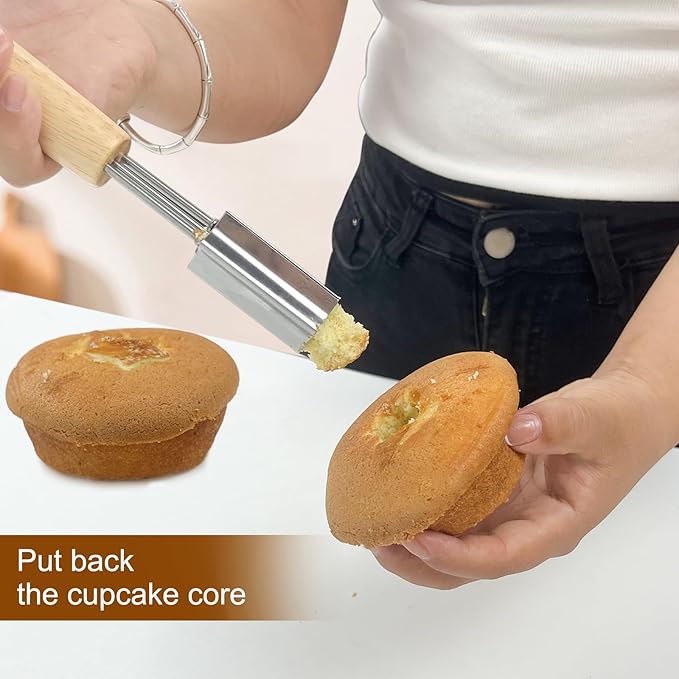 Cupcake Corer, 3 Pcs Plunger Cutter Pastry Corer, Digging Holes Tools Muffin Cake Filling Tool Mini Cupcake Hole Punch for DIY Baking Filling and Decorating, Flower, Star, Heart
