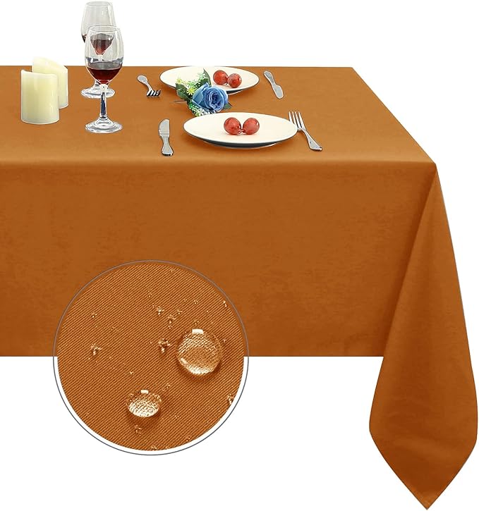Obstal Bronze Rectangle Table Cloth - Heavy Duty Water Resistance Polyester Tablecloth, Decorative Fabric Table Cover for Outdoor and Indoor Use, 60x84 Inch