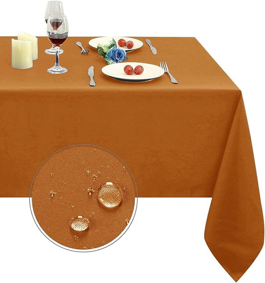 Obstal Bronze Rectangle Table Cloth - Heavy Duty Water Resistance Polyester Tablecloth, Decorative Fabric Table Cover for Outdoor and Indoor Use, 60x84 Inch