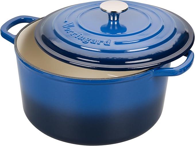 VORRINGARD Enameled Cast Iron Dutch Oven Pot with Lid, for Sourdough Bread Baking, Round Dutch Ovens, 6 Quart, Blue