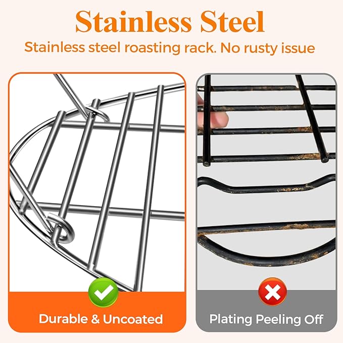 16.5inch Oval Roasting Rack for Oven, Thanksgiving Christmas Gifts for Mom Men Wife Cooking Home Chefs, Stainless Steel Cooling Rack with Handle, Wire Rack for Cooking, Grilling, Drying