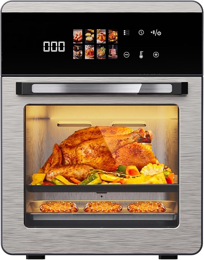 HOMLOVE 18QT Large Air Fryer Oven with Touch Screen Display, 10-in-1 Air Fry, Roast, Bake, Broil, Dry, Frozen, Proof Combo with Window, Family-Size, Multi-Function, Healthy Cooking 120V