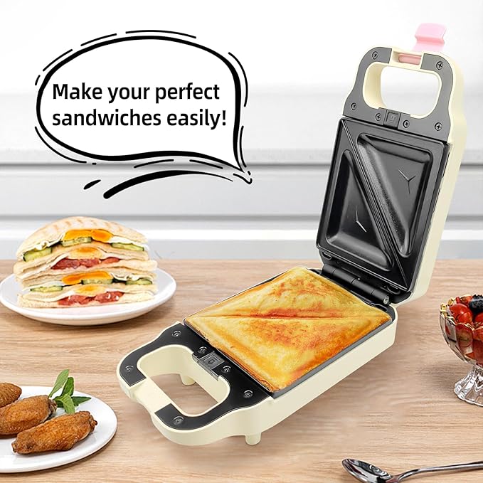 Waffle Maker Electric Sandwich Maker 2 in 1 with Non Stick Removable Plates