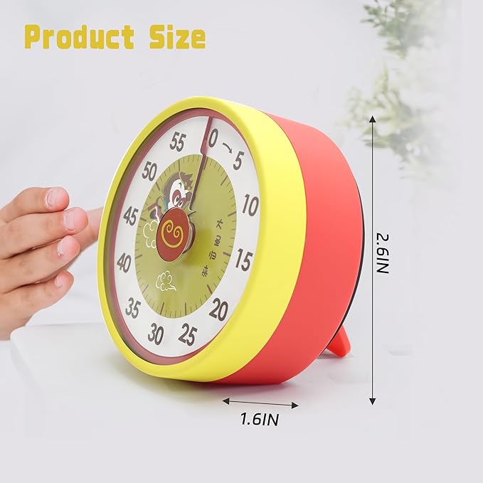 Kitchen Timer for Cooking,Chef Cooking Timer Clock,No Batteries Required,Visual Dial Timers,60-Minute Countdown,Mechanical Clockwork,Magnetic Base,Ringer Alert,Timers for Kitchen/Study/Gym/Work,Orange