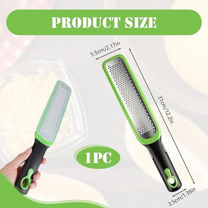 Lemon Zester & Cheese Grater, Kitchen Premium Grater, Ideal for Home Cooks Make Chocolate, Fruits, Vegetables, Ginger, Garlic- Stainless Steel Blades with Protective Cover, Cleaning Brush