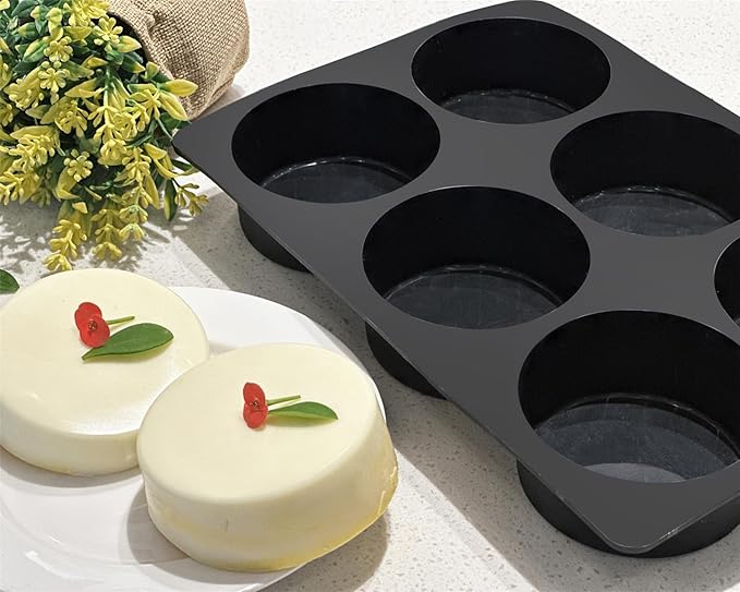 Mirenlife 6 Cups Non-Stick Silicone Muffin Pan and Cupcake Maker, Large Size Cupcake Pan, Set of 2