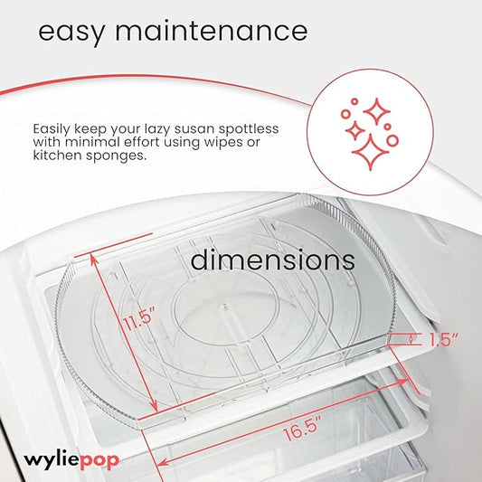 Lazy Susan for Refrigerator - 360° Turntable Refrigerator Organizer and Storage Tray for Fridge, Cabinet & Pantry - Rectangle Lazy Susan (16.5"x11.5"x1.5") (2 Pack)