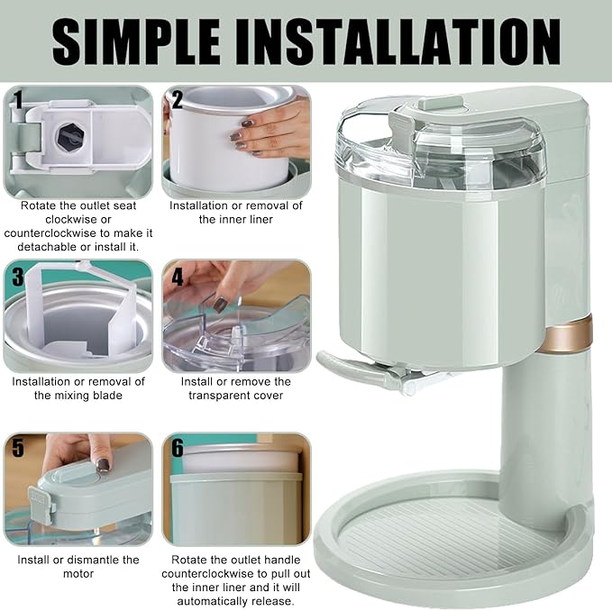 Soft Ice Cream Maker, Soft Serve Ice Cream Machine Portable Icecream Machines for Home Automatic Mini-Ice Cream Maker Dispenser Countertop Yoghurt Makers for Home Cafe Office
