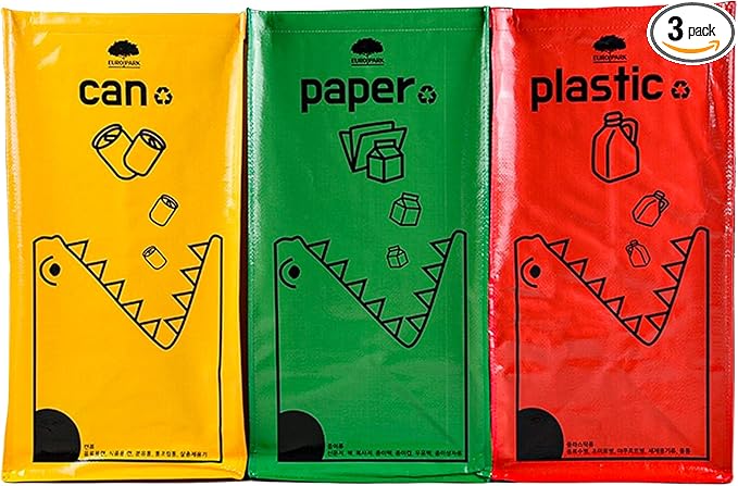 Recycling Bags,Separate Recycling Waste Bin Bags for Kitchen Home, Trash and Recycle Bin Combo,Reusable Waterproof,Kitchen & Christmas Gifts for Woman,42 Gallon,3Pack