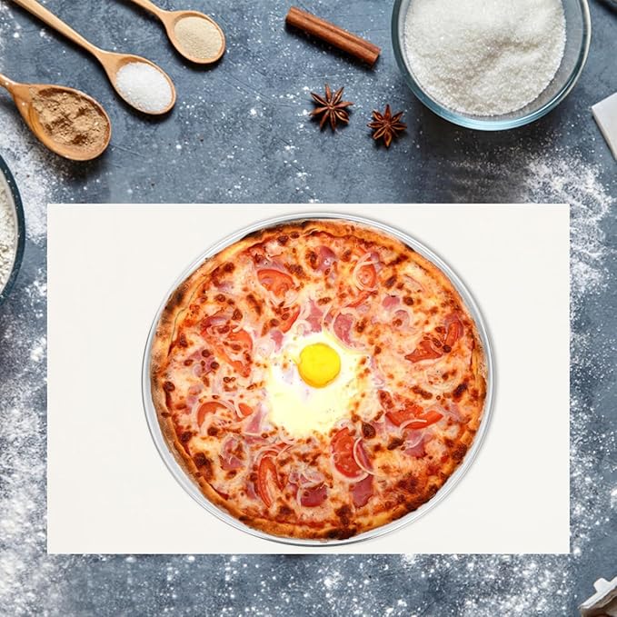 VINTORKY Perforated Pizza pan Stainless Steel Baking pan Stainless Steel Pizza pan Non Stick Frying Pans Stainless Steel Skillet Household Baking Tray Non- Stick Pizza Pan Round Baking Tray, 23x23cm