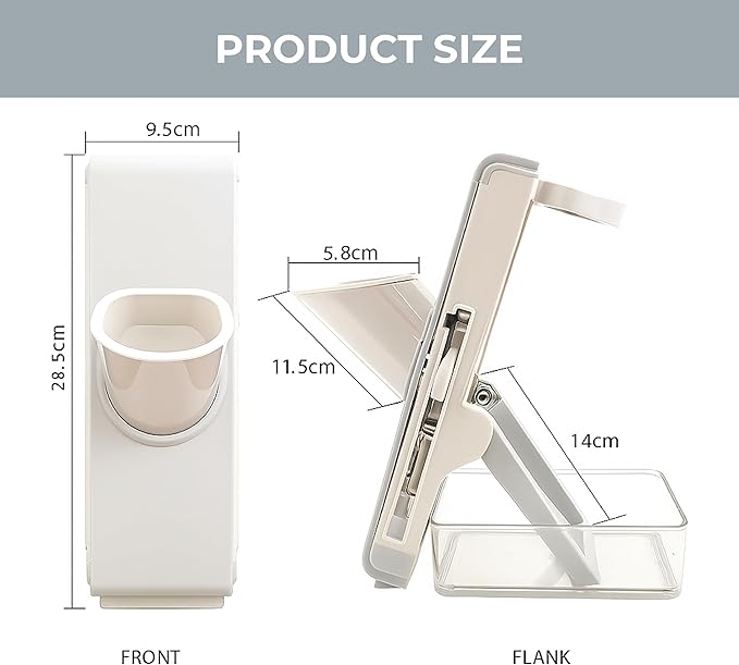Adjustable Mandoline Vegetable Slicer and Chopper with Food Container – Kitchen Cutter with Multiple Thickness Settings, Includes Ceramic Peeler