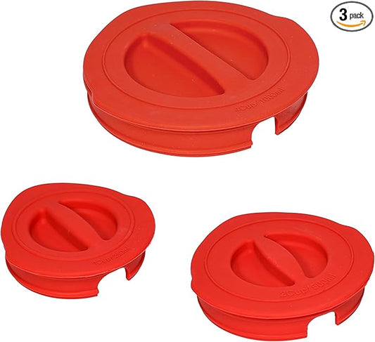 Silicone Replacement Lids 3-Pack for Pyrex 1/2/3 Cup and Measuring Cups, Reusable, Microwave Safe, Airtight Food Storage Cover