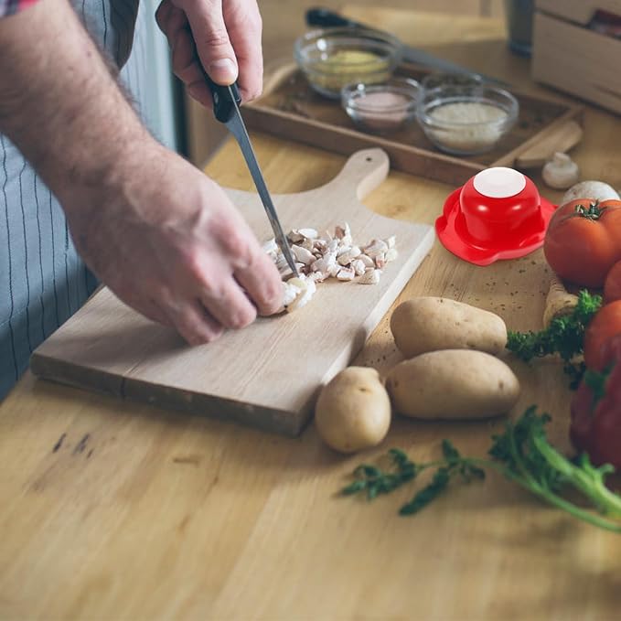 Garneck Food Safety Holder for Mandolin Slicer or Grater, Finger Anti-Cut Protectors for Vegetable Grater Peelers Food Slicer Cutter Finger Guard for Mandoline Slicer Cutting Red