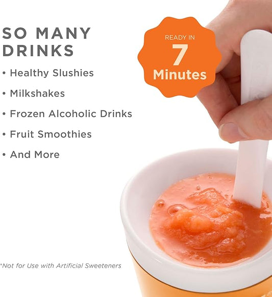 ZOKU Original Slush and Shake Maker, Compact Make and Serve Cup with Freezer Core Creates Single-Serving Smoothies, Slushies and Milkshakes in Minutes, BPA-free, Orange