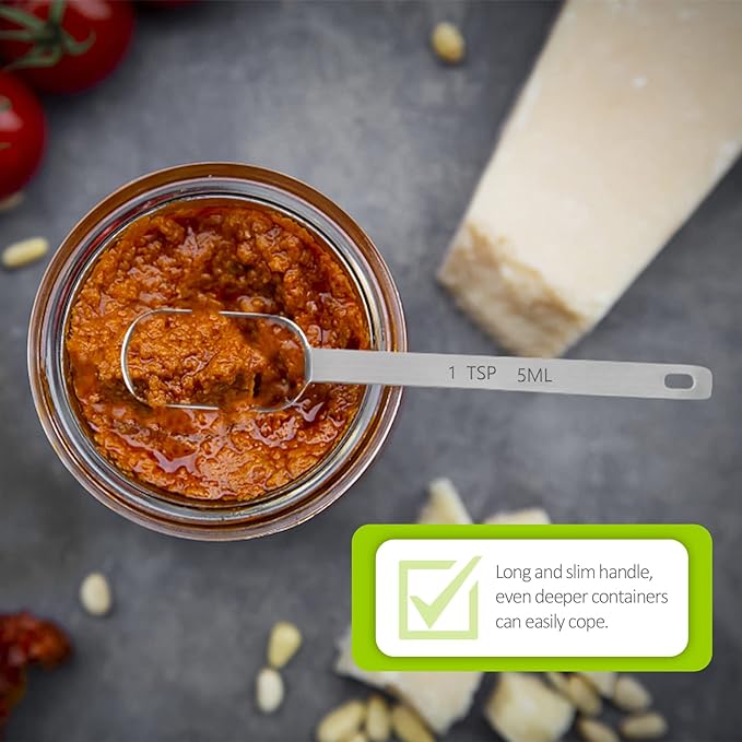 3PCS 1tsp (1/3tbsp, 5ml) Single Measuring Spoon, Stainless Steel Long Handle Individual Teaspoons Only