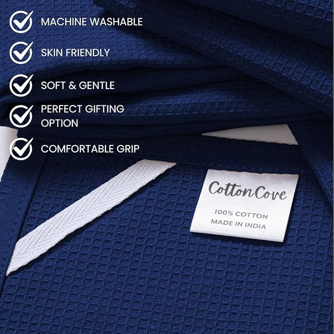 Waffle Kitchen Towels Large 16x26 inch 100% Cotton Set of 4 - Soft Absorbent Washable Tea Towel for Kitchen - Dish Cloths Quick Drying - 320 GSM Quality Dish Towel Blue