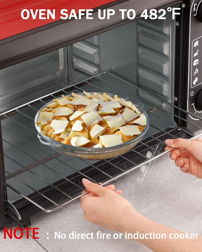 ZYER Small Pie Plate Easy Grab for 1~2, 18.8oz Glass Pie Pan with Handles, Pie Baking Pan, Glass Pie Dish for Baking, 7.5 Inch