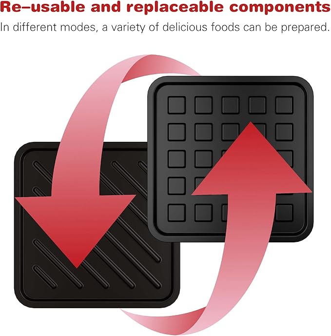 Microwave Grilled Cheese & Breakfast Maker - Fast Cook Waffle, Panini & Sandwich Press (<5 Min), Microwave Cookware, Dishwasher Safe,Easy Clean,2-in-1 Set (Red, 2 in 1)