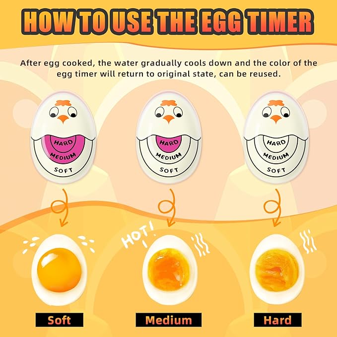 Egg Timer for Hard Boiled Eggs Soft Boiled Color Changing Indicator Tells When Eggs are Ready, Purple 2pcs