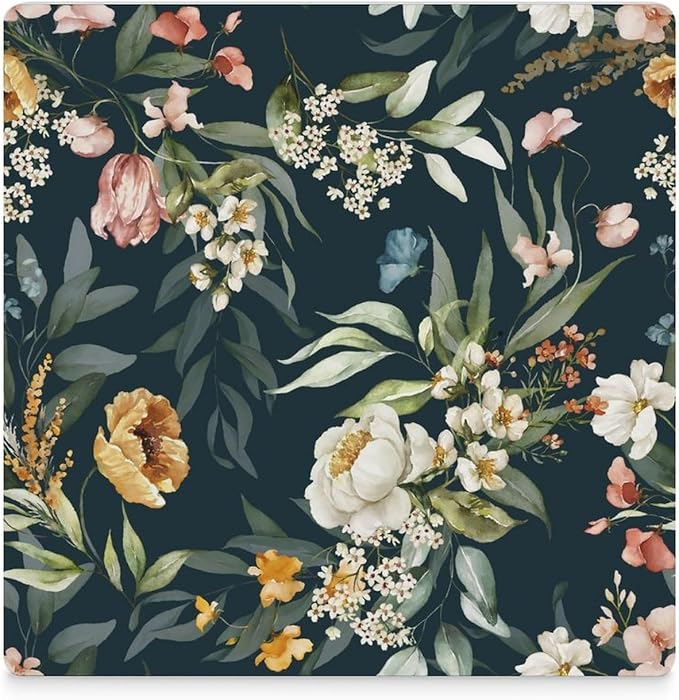 Square-6PCS Floral Drink Coasters, Square Modern Ceramic Absorbent Coasters, Watercolour Leaf Flower Herb Nature Plant Floral Decor Desk Coffee Table Coaster for Beverage Cup Tea Coasters