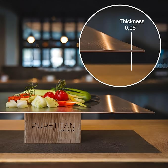 Pure Titan® Non-Porous Titanium Cutting Board – Superior Hygiene, Dishwasher Safe & Non-Slip | Ideal for Chefs, Raw Meat, and Camping | Premium Culinary Investment (M)