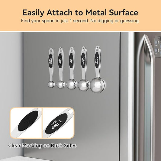 1PCS 1Tsp(1/3tbsp, 1/6oz, 5ml) Single Magnetic 18/8 Measuring Spoon, 304 Stainless Steel Individual Measure Scoop Only for Baking & Cooking, Metal Kitchen Gadgets Essentials