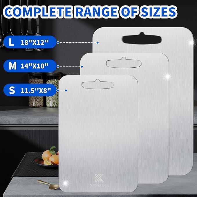 Titanium Cutting Board - 100% Pure Titanium Chopping Board for Kitchen, Camping | Lightweight, Odorless, Dishwasher Safe, Non-Toxic | Professional Chef & Home Cook Essential (12''L×8''W)