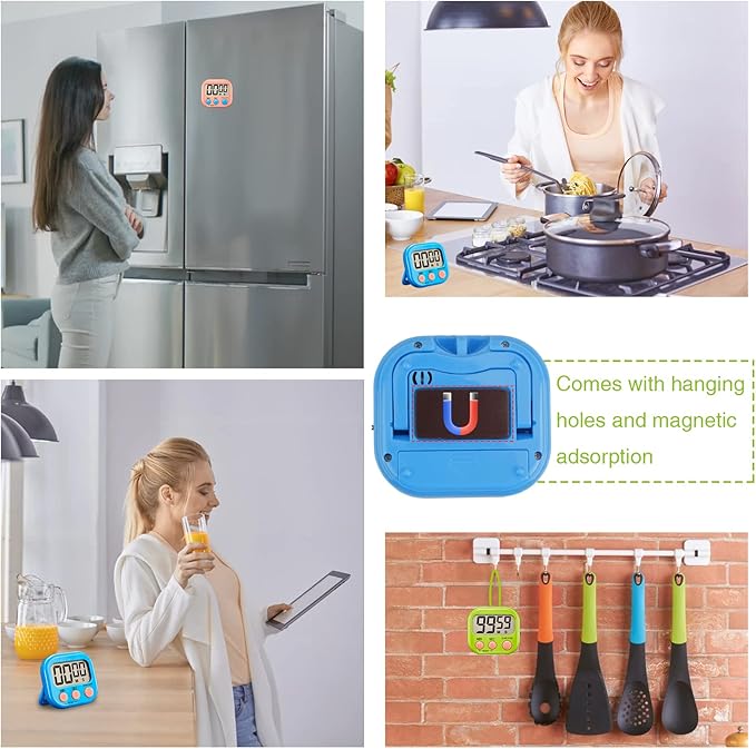 Timers,Classroom Timer for Kids,Kitchen Timer for Cooking,Egg Timer,Magnetic Digital Clock Timer for Teacher,Study,Exercise,Oven,Cook,Baking,Desk - 4 Pack