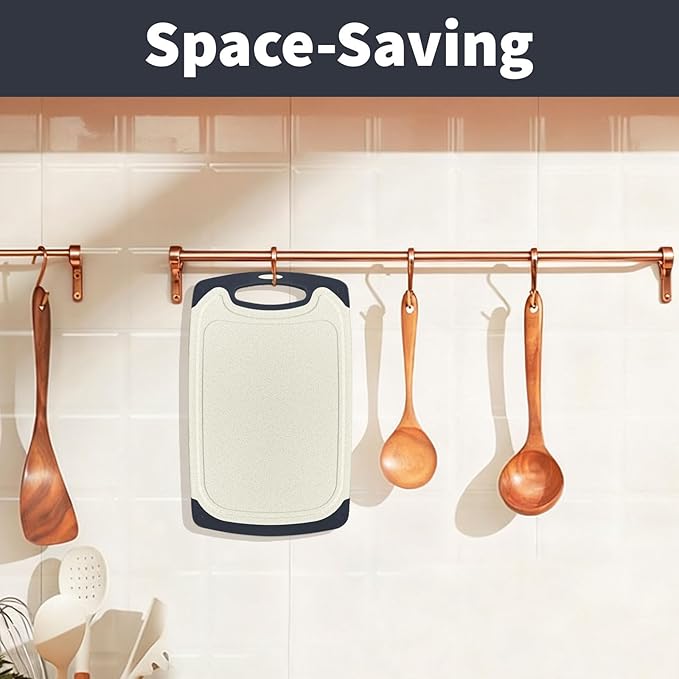 Cutting Board for Kitchen, Non Slip Chopping Board with Juice Grooves for Meat, Veggies, Space-Saving, Dishwasher Safe, Durable Kitchen Essential (Wheat,Large)