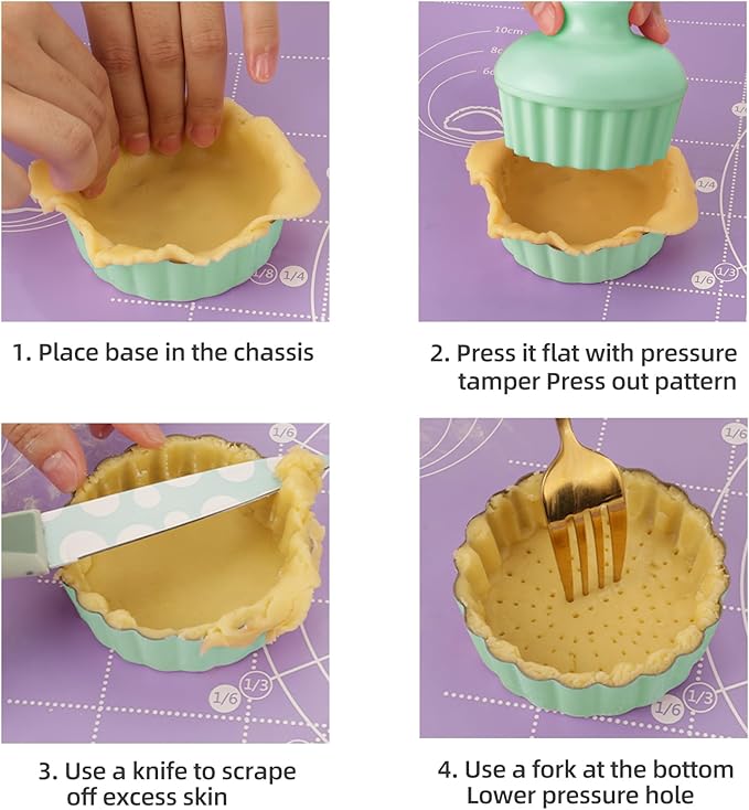 Mini Tart Pan Set, 6PCS 3.6 Inch Tart Pans with Removable Bottom and Tart Tamper, Extra Deep 1 Inch Tartlet Pan, Nonstick Bakeware for Mini Pies, Tarts, Quiches, Cheesecakes (Green)