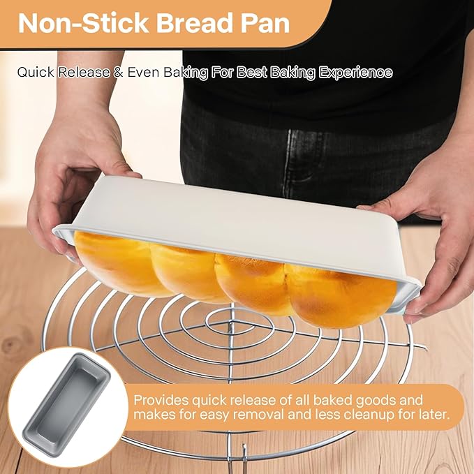 3-Pack 13×4 Inch Loaf Pan for Baking Bread, Nonstick Carbon Steel Bread Pan, Rust-Resistant & Warp-Resistant Full-Size Large Loaf Pan for Homemade Bread, Banana Loaf and Meatloaf