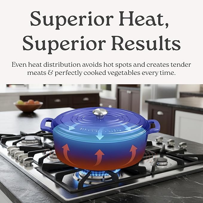 ROSSALLINI Signature Enameled Cast Iron Oval Dutch Oven | Non-Stick Serving Pot with Tight Fitting Lid for Perfect Roasting, Baking, Sauteing, and Bread Making | 5Q [Oyster Grey]