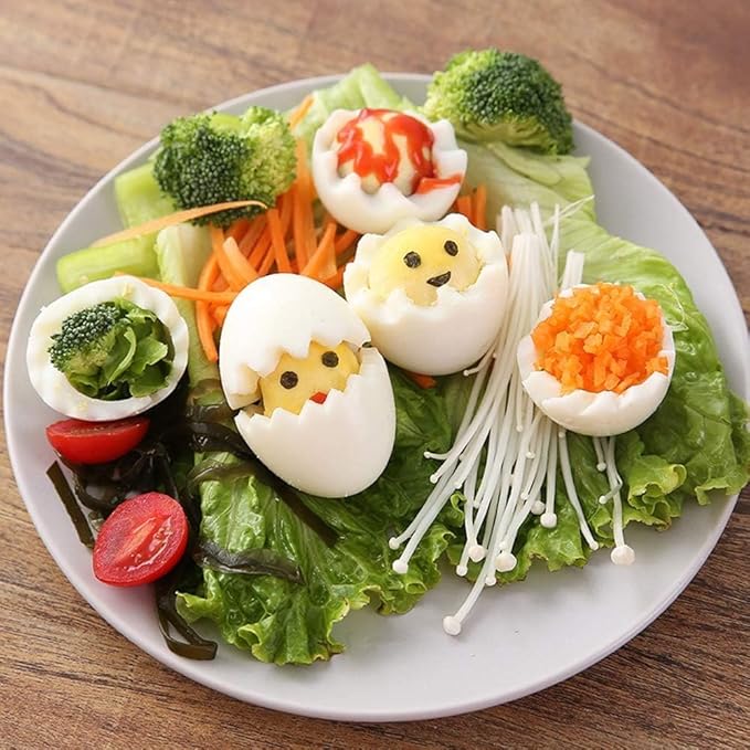 2Pcs Orange and Yellow Fancy Cut Eggs Cooked Eggs Cutter Flower Shaped Egg Tool Household Boiled Eggs Cut Flower Shaper Kitchen Gadget，Mandolines and Slicers