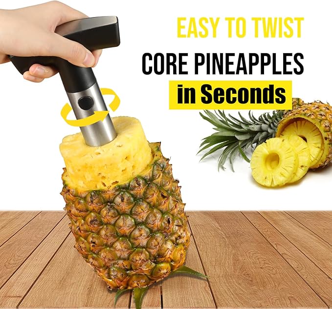 Pineapple Corer and Slicer, Heavy-Duty Stainless Steel Reinforced Thicker Blade Easy-to-Use Pineapple Core Remover & Peeler Tool