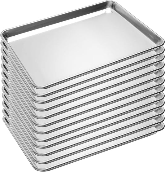 BIEAMA 12 Pack Half Size Baking Sheet Pan Aluminum Commercial Pan for Oven Freezer Bakery Hotel Restaurant 13" × 18"