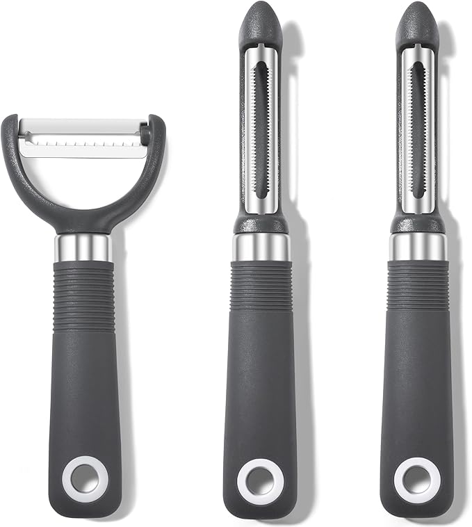 Rainspire 3-Piece Peeler Set, Premium Swivel Vegetable Peeler, Kitchen Gadgets Apple Peeler Potato Peeler Veggie Peeler Fruit Peeler, Dishwasher Safe Kitchen Accessories, Grey