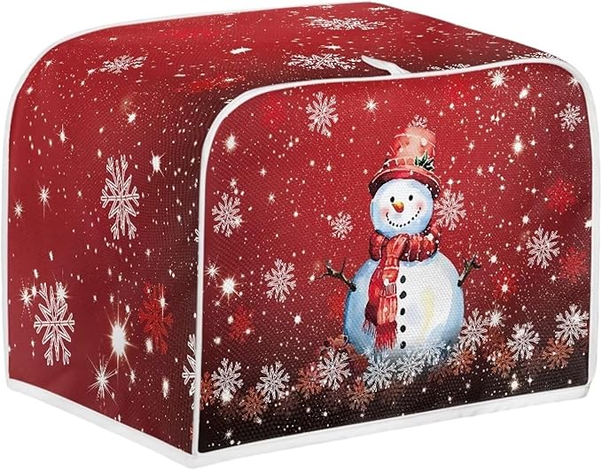Annejudy Christmas Snowman Print 2 Slice Toaster Cover Foldable Kitchen Small Appliance Cover Dust and Fingerprint Protection, Machine Washable Home Kitchen Decor Accessories for Xmas
