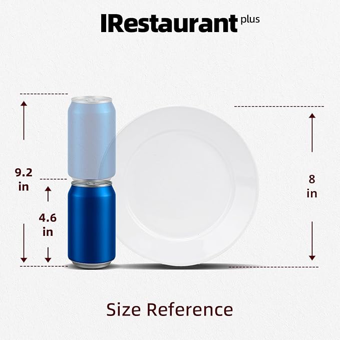Wide Rim Bone China Commercial Grade Restaurant, Elegance White Plate 8", Case of 12