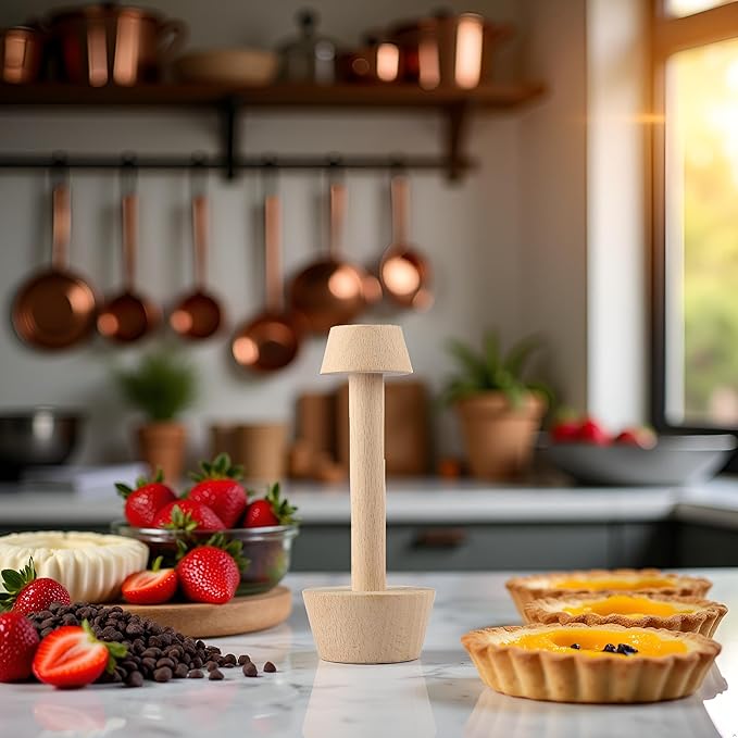 Xinjincang Woodiness Tart Tamper Pastry Tamper Double Side Wooden Egg Tart Tamper Mold DIY Cake Pastry Pusher for Kitchen Party Baking Tools, Pie, Tart and Quiche Pans