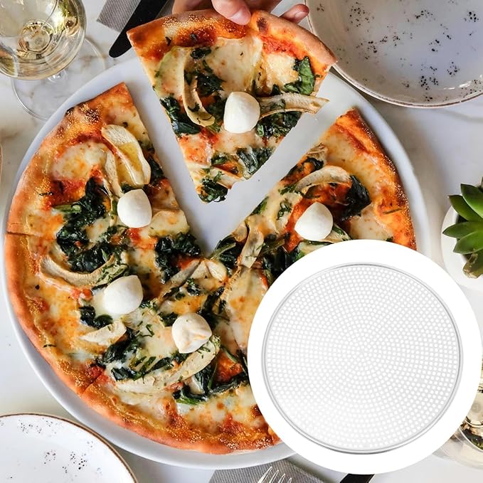 BESTonZON 16 Inch Perforated Stainless Steel Pizza Pan Round Baking Tray with Holes for Crispy Even Heat Distribution Oven Safe Pizza Crisper for Home and Restaurant Use