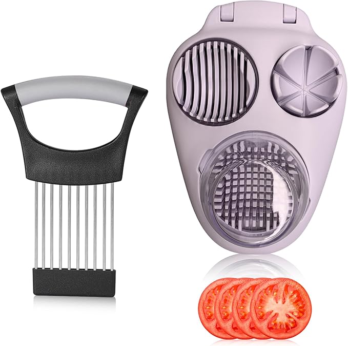 Egg Slicer and Vegetable Cutter Onion Holder, Egg Shell Opener Stainless Steel Cutter for Fruits, Tomato Lemon Strawberry Onion Slicer Tool for Kitchen, Send Goods from Local Warehouse