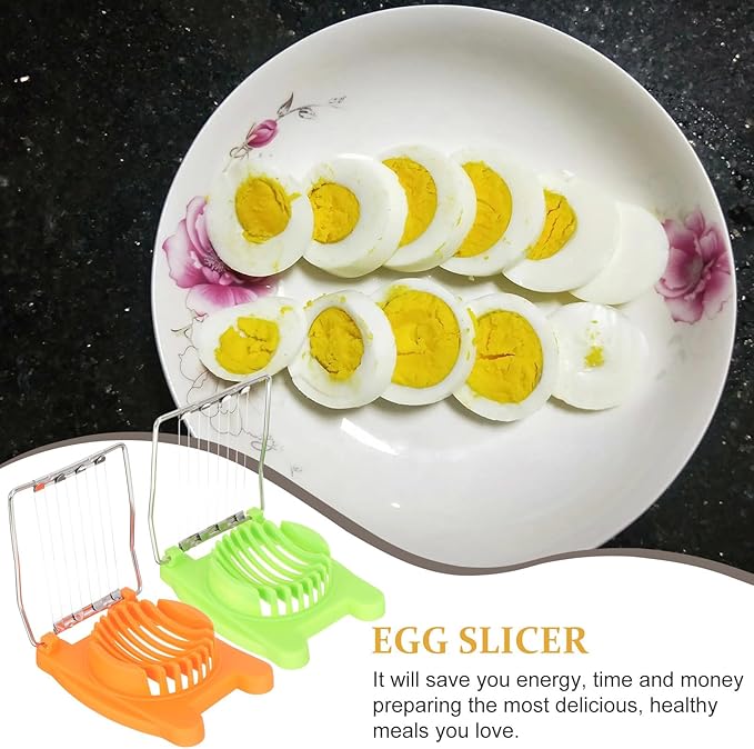 DOITOOL Creative Egg Slicer and Fruit Cutter Set, 4pcs Handheld Food Slicer for Home Kitchen, Sturdy Plastic Green and Orange Handles, Convenient DIY Cooking Tool for Egg and Fruit