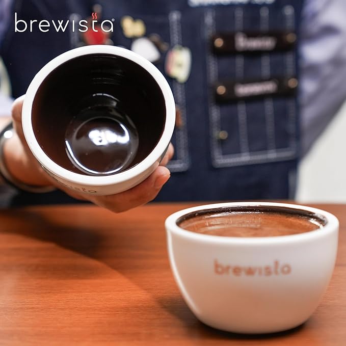 Brewista Professional Coffee Cupping Bowls with Silicone Lid, 8 oz, Heat-Retaining Porcelain, Glazed Dark Brown Interior for Precision Coffee Tasting, Espresso & Pour Over, Set of 4 (White)