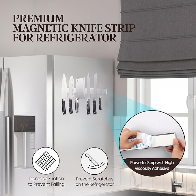 Magnetic Knife Holder for Wall, Knife Magnetic Strip with Extra Strong Magnet, 16 Inch Multi-Purpose Metal Knife Rack, Kitchen Utensil Holder, Organizers Home Kitchen & Garage Accessories
