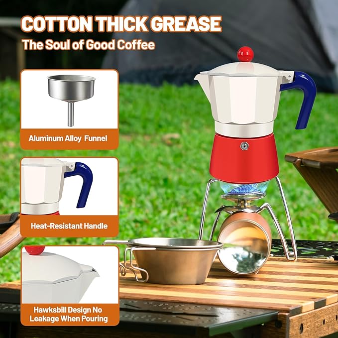 DITOSH 3 Cup Aluminum Espresso Stovetop Moka Pot Express Coffee Maker Percolator Italian Classic Mocha Coffee Machine for Italian and Cuban Cafe Brewing for Home & Camping 150ml 5oz